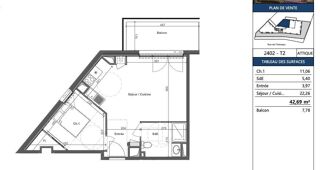  Appartement à vendre 2 pièces 42 m²