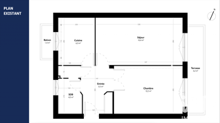  Appartement à vendre 2 pièces 44 m²