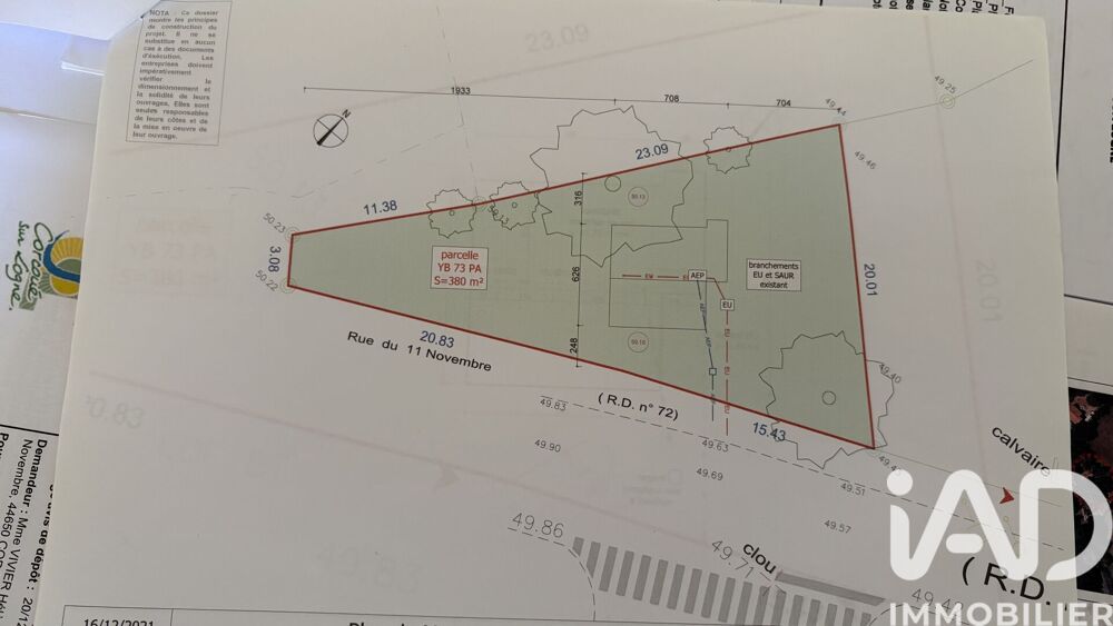 Vente Terrain Vente Terrain à bâtir 382 m&sup2; Corcoué-sur-logne