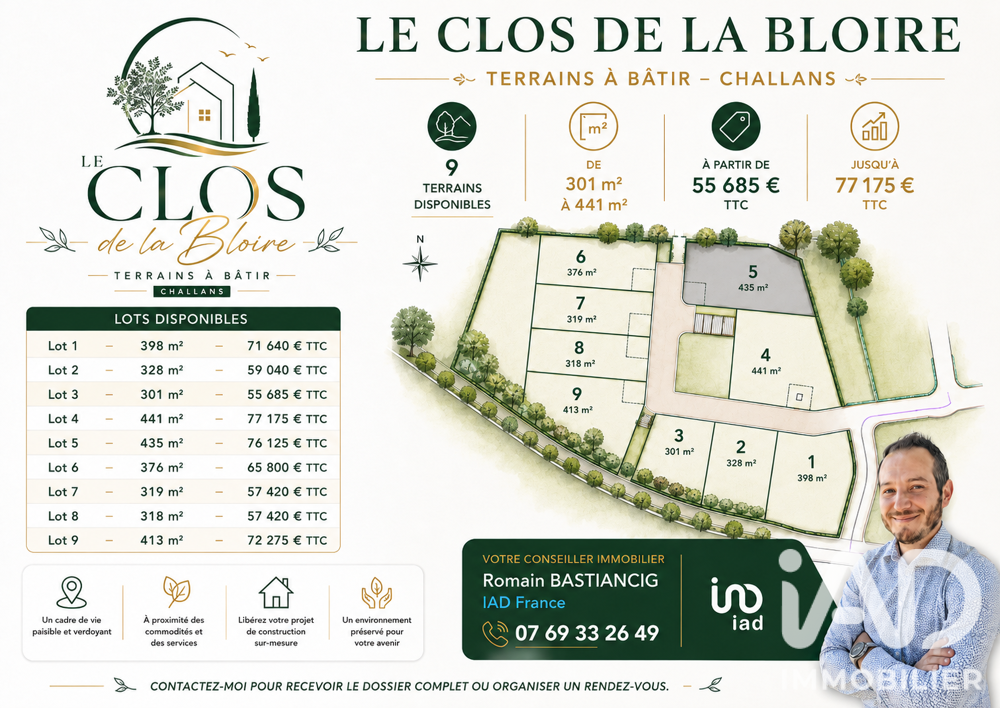 Vente Terrain Vente Terrain à bâtir 435 m&sup2; Challans