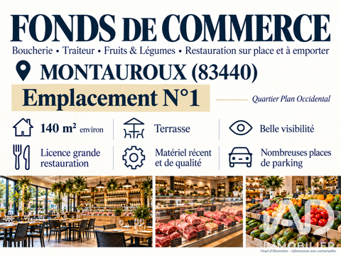 Vente Boucherie, Charcuterie 140 m&sup2; 330000 83440 Montauroux