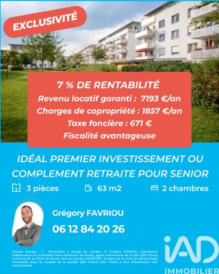  Appartement � vendre 3 pi�ces 63 m�