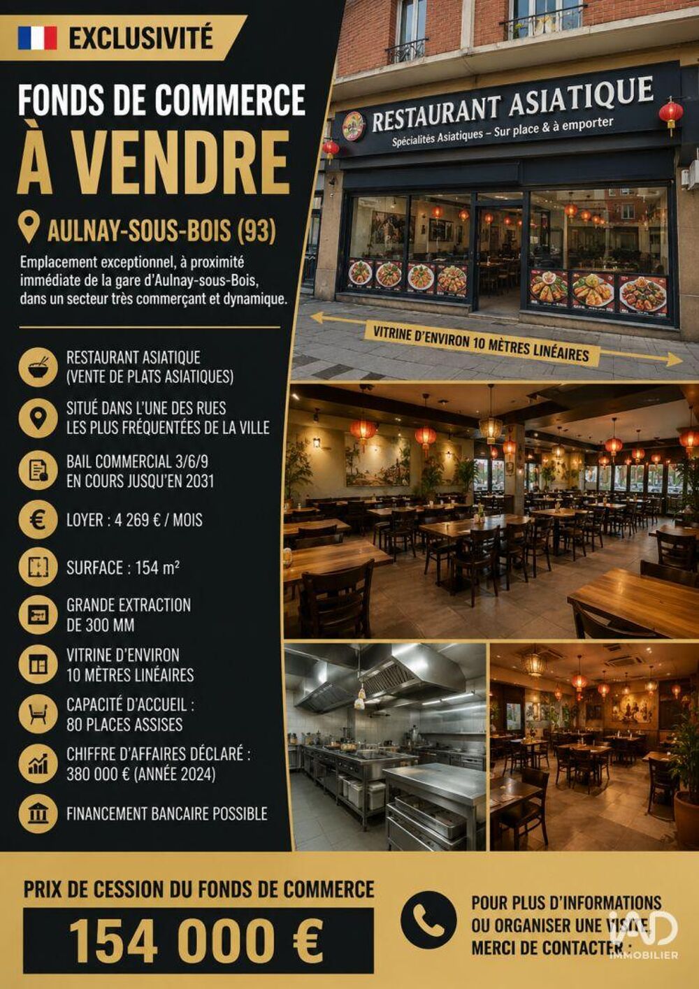   Vente Restaurant 152 m&sup2; 