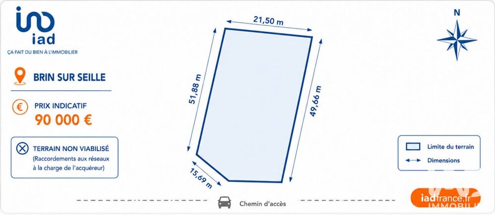 Vente Terrain Vente Terrain à bâtir 1 100 m&sup2; Brin-sur-seille