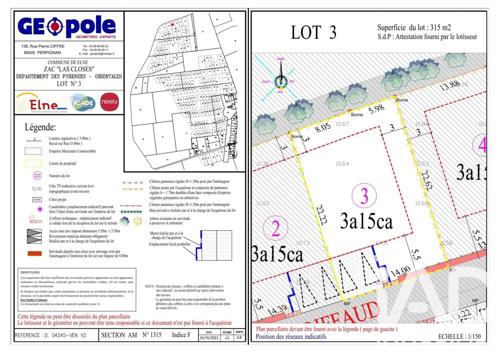 Vente Terrain Vente Terrain à bâtir 315 m&sup2; Elne