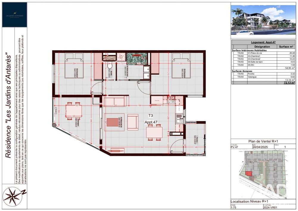 Vente Appartement 3 pièces