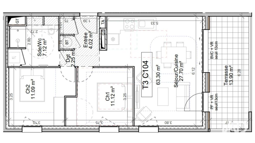 Vente Appartement 3 pièces