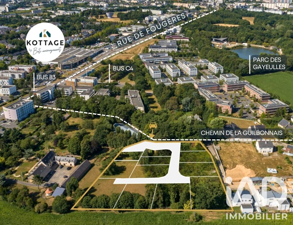 Vente Terrain Vente Terrain à bâtir 413 m&sup2; Cesson-sévigné