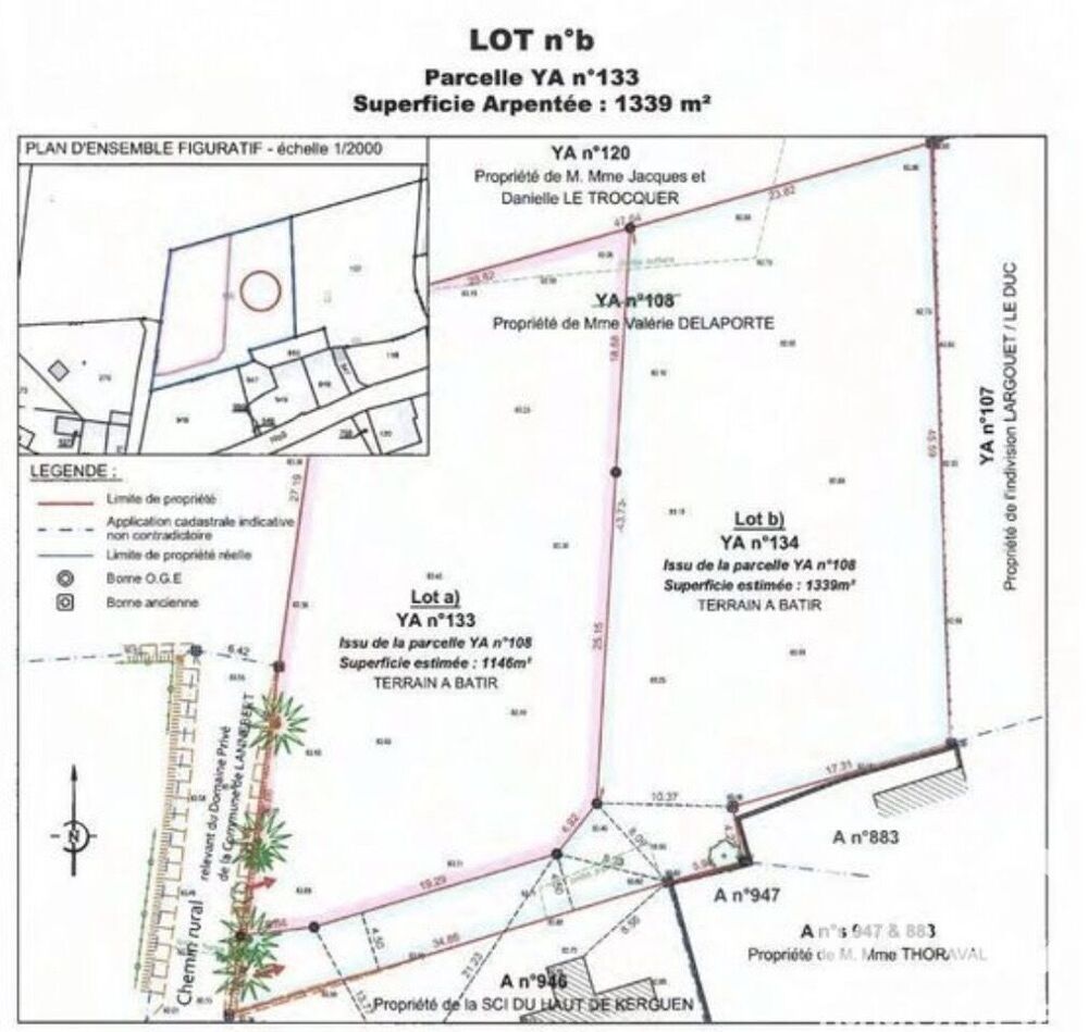 Vente Terrain Vente Terrain à bâtir 1 339 m&sup2; Lannebert