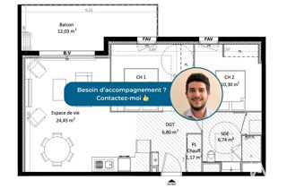  Appartement à vendre 3 pièces 61 m²