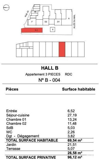  Appartement à vendre 3 pièces 69 m²