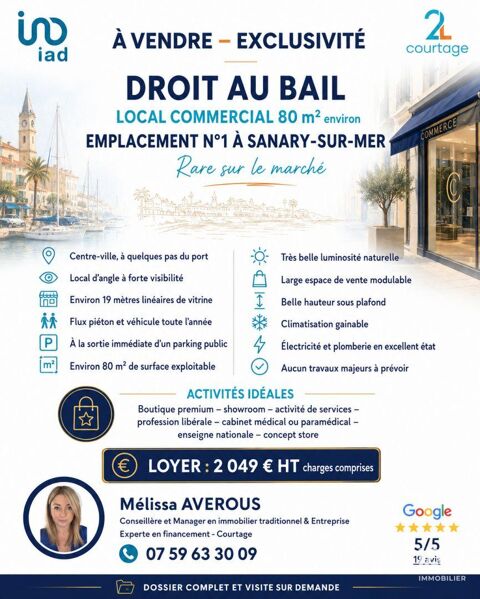 Vente Boutique/Local commercial 81 m&sup2; 82500 83110 Sanary-sur-mer