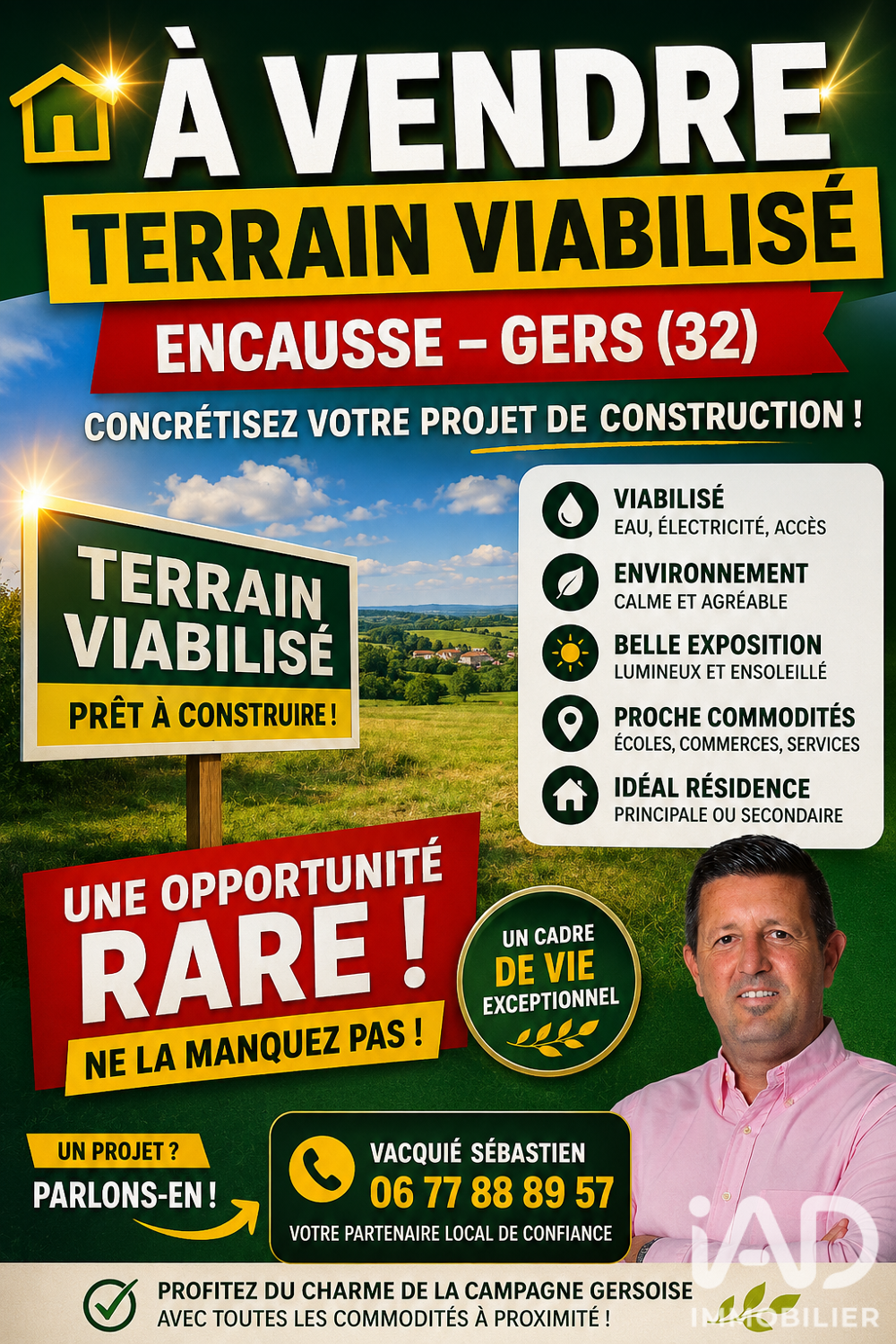 Vente Terrain Vente Terrain à bâtir 1 000 m&sup2; Encausse