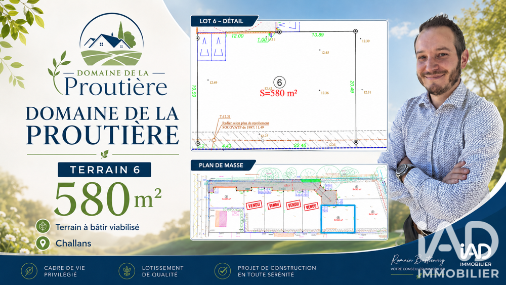 Vente Terrain Vente Terrain à bâtir 580 m&sup2; Challans