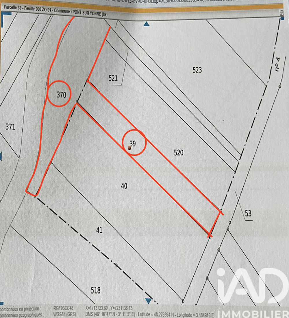 Vente Terrain Vente Terrain 1 947 m&sup2; Pont-sur-yonne