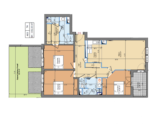 Appartement à vendre 4 pièces 103 m²