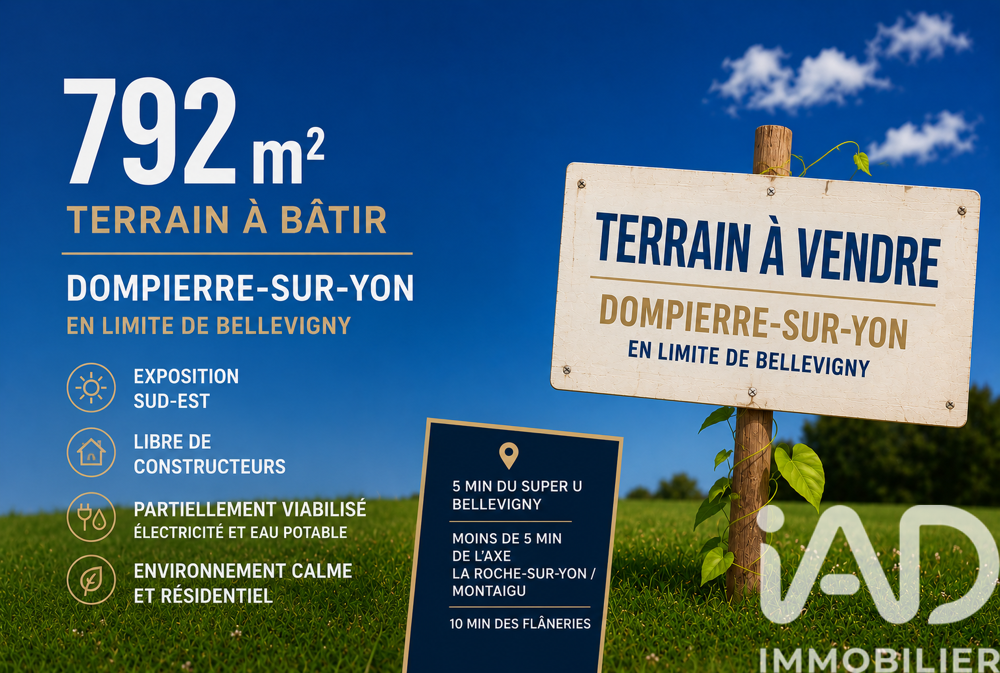 Vente Terrain Vente Terrain à bâtir 792 m&sup2; Dompierre-sur-yon