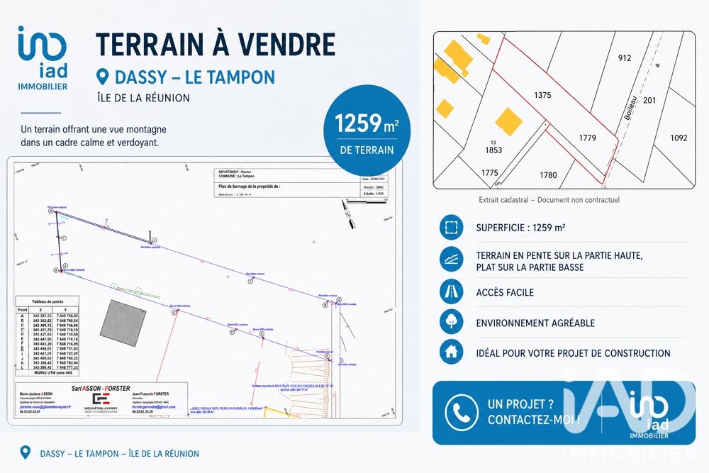 Vente Terrain Vente Terrain à bâtir 1 259 m&sup2; Le tampon