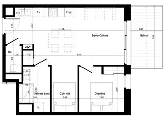  Appartement à vendre 2 pièces 44 m²