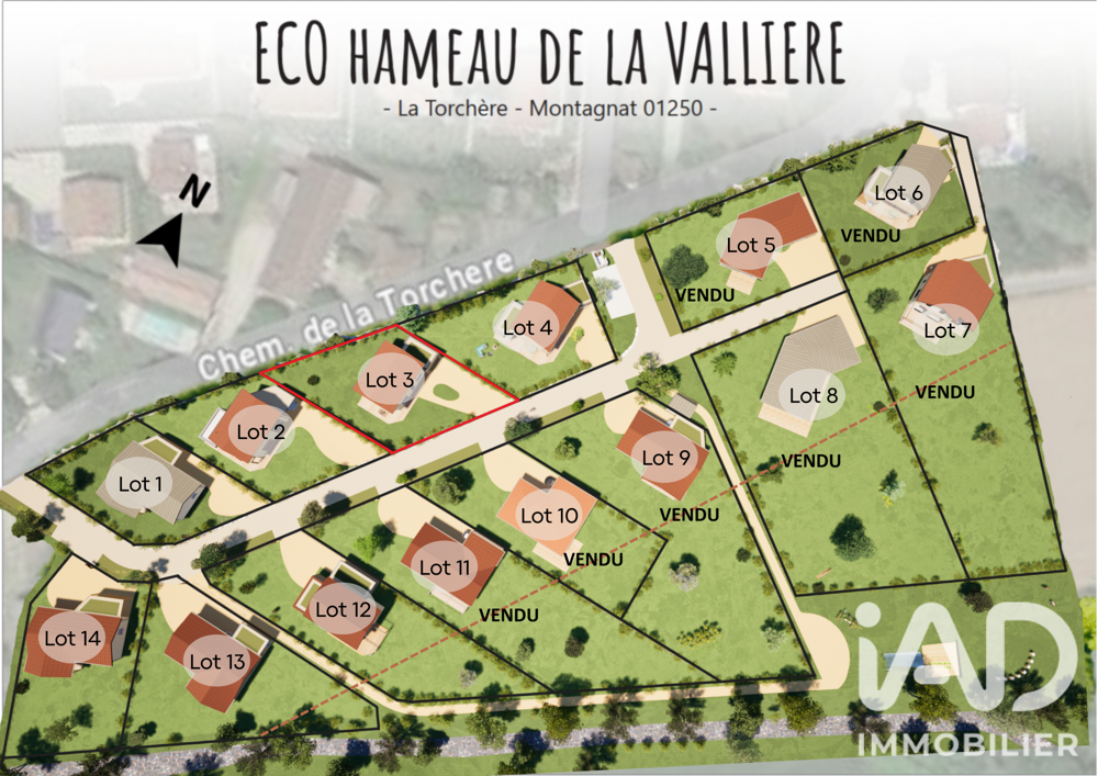 Vente Terrain Vente Terrain à bâtir 592 m&sup2; Montagnat