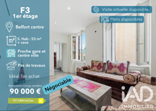  Appartement à vendre 3 pièces 53 m²