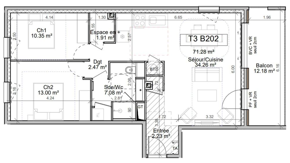 Vente Appartement 3 pièces