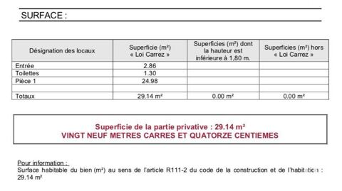   Vente - 29 m² 
