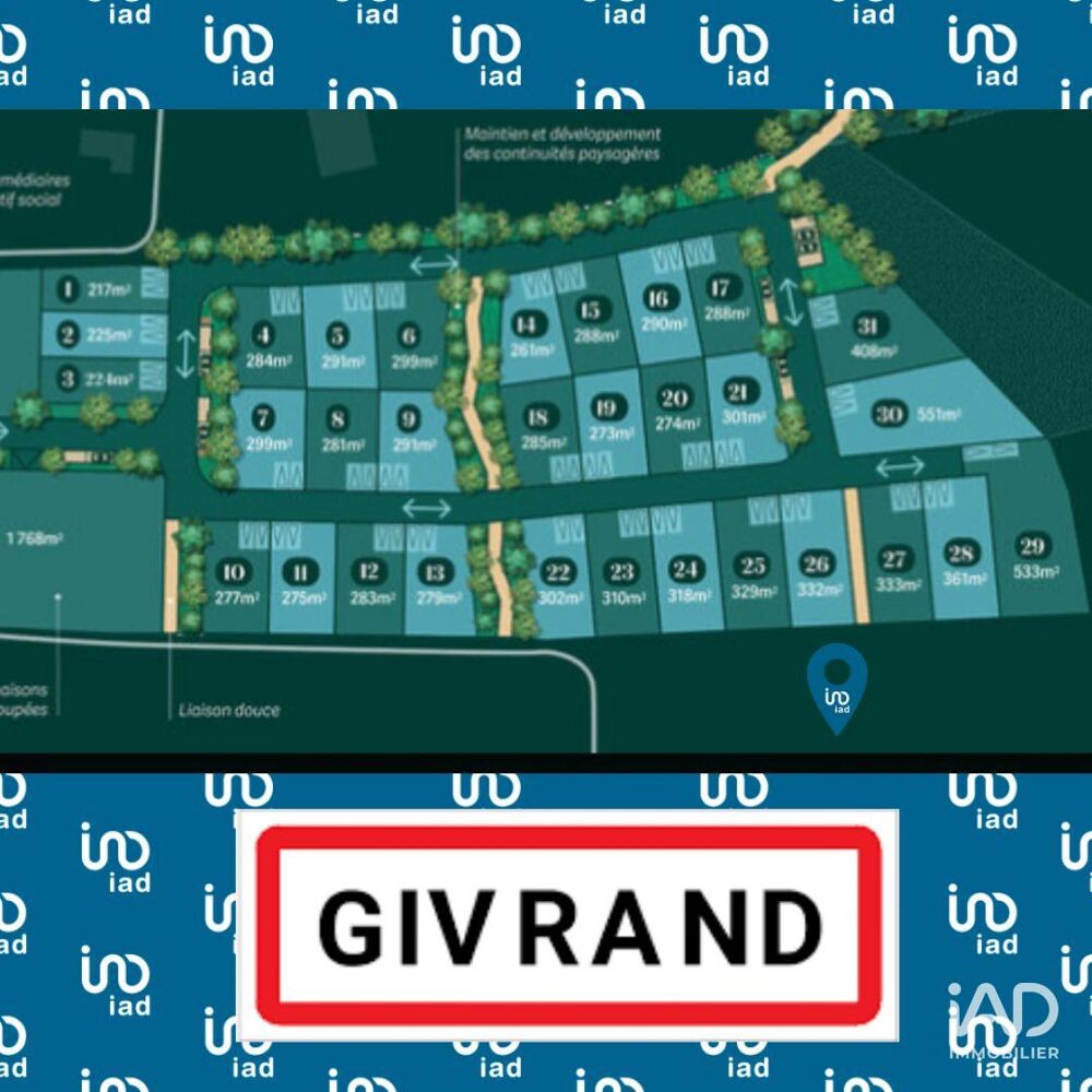 Vente Terrain Vente Terrain 318 m&sup2; Givrand