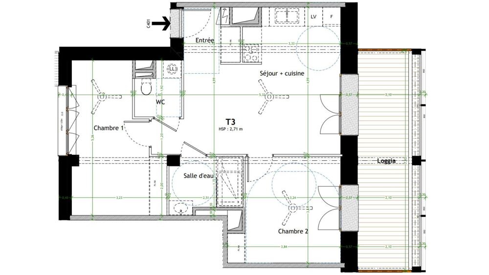 Vente Appartement 3 pièces