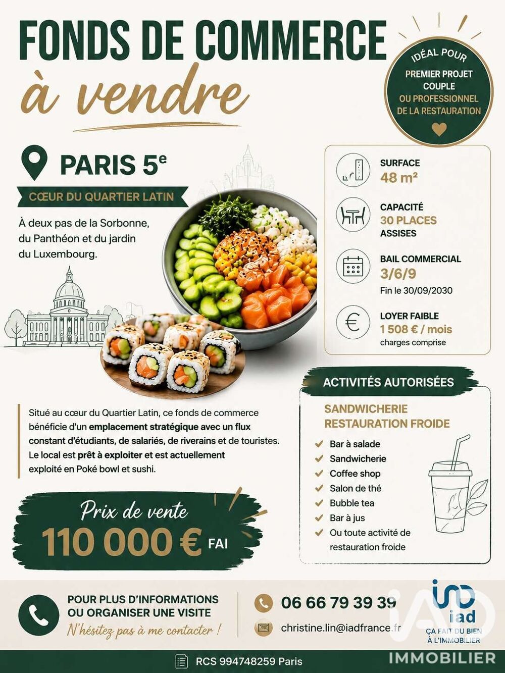   Vente Restauration rapide 48 m&sup2; 