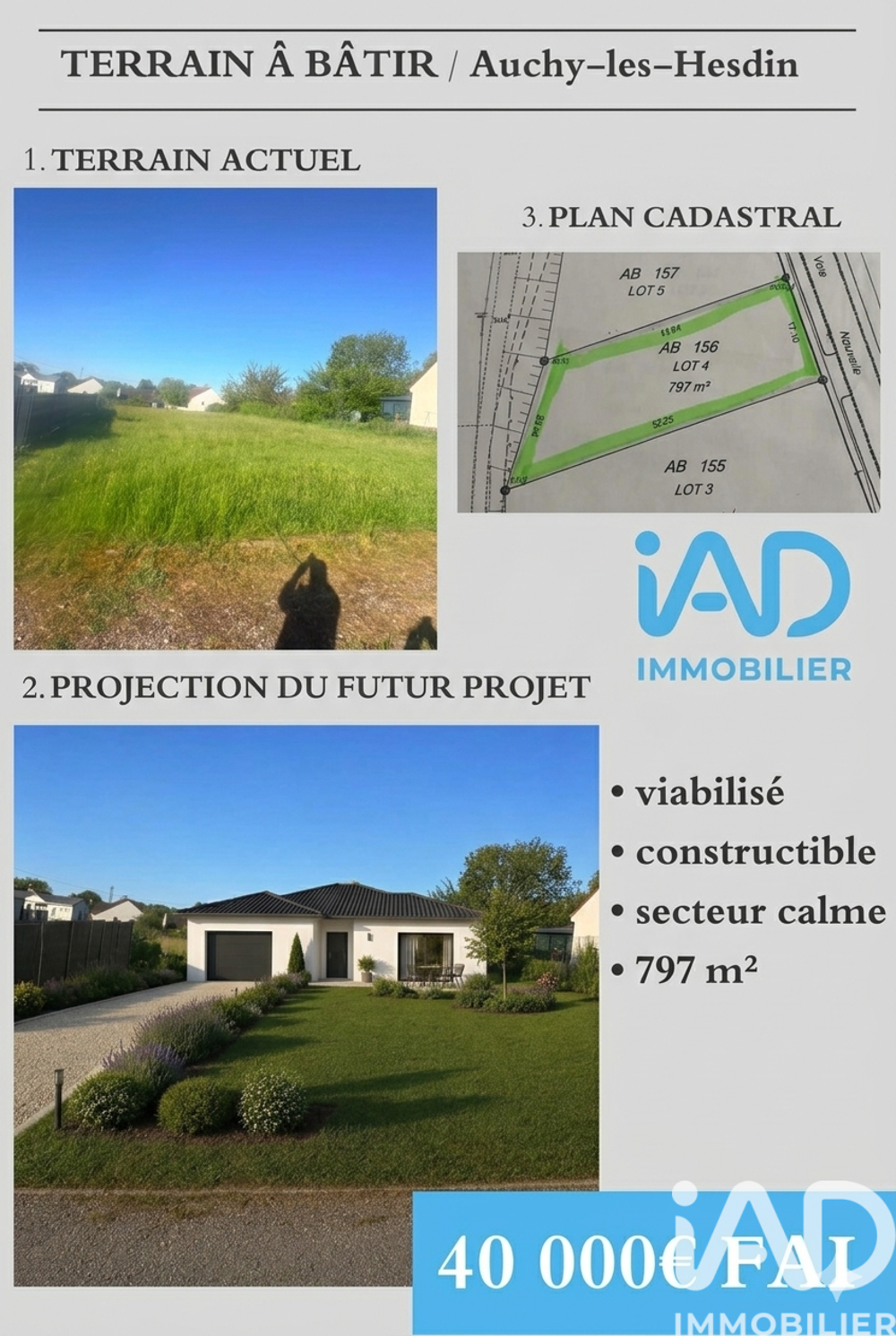 Vente Terrain Vente Terrain 797 m&sup2; Auchy-lès-hesdin