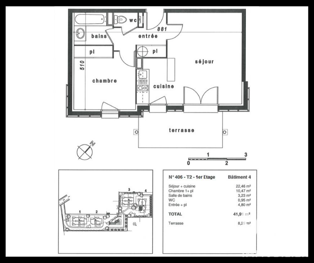 vente Appartement - 2 pièce(s) - 41 m² Castanet-Tolosan (31320)