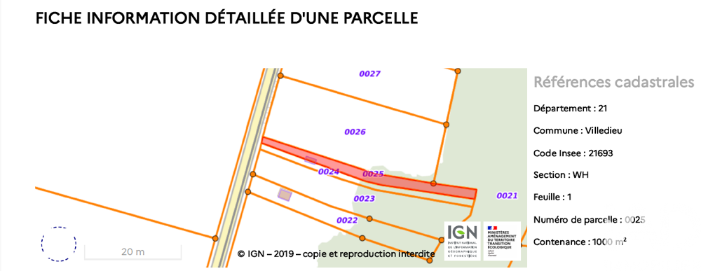vente Terrain - 1000 m² Villedieu (21330)
