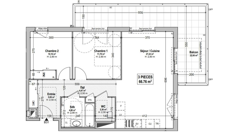 Vente Appartement 3 pièces