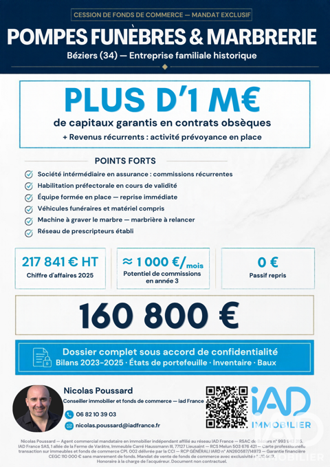 Vente Divers Commerces 160800 34500 Béziers