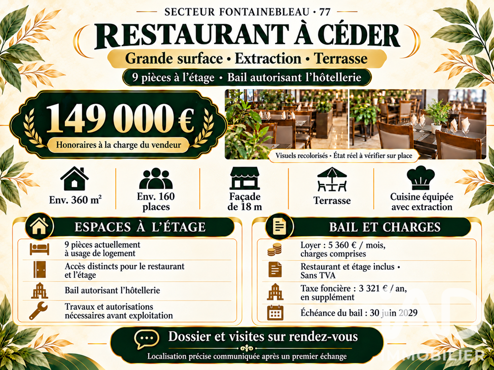   Vente Restaurant 360 m&sup2; 