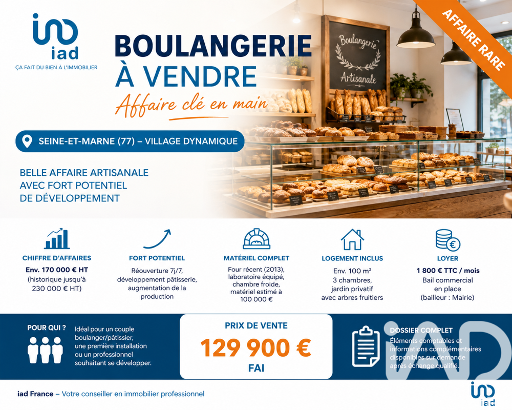   Vente Boulangerie, Pâtisserie 140 m&sup2; 
