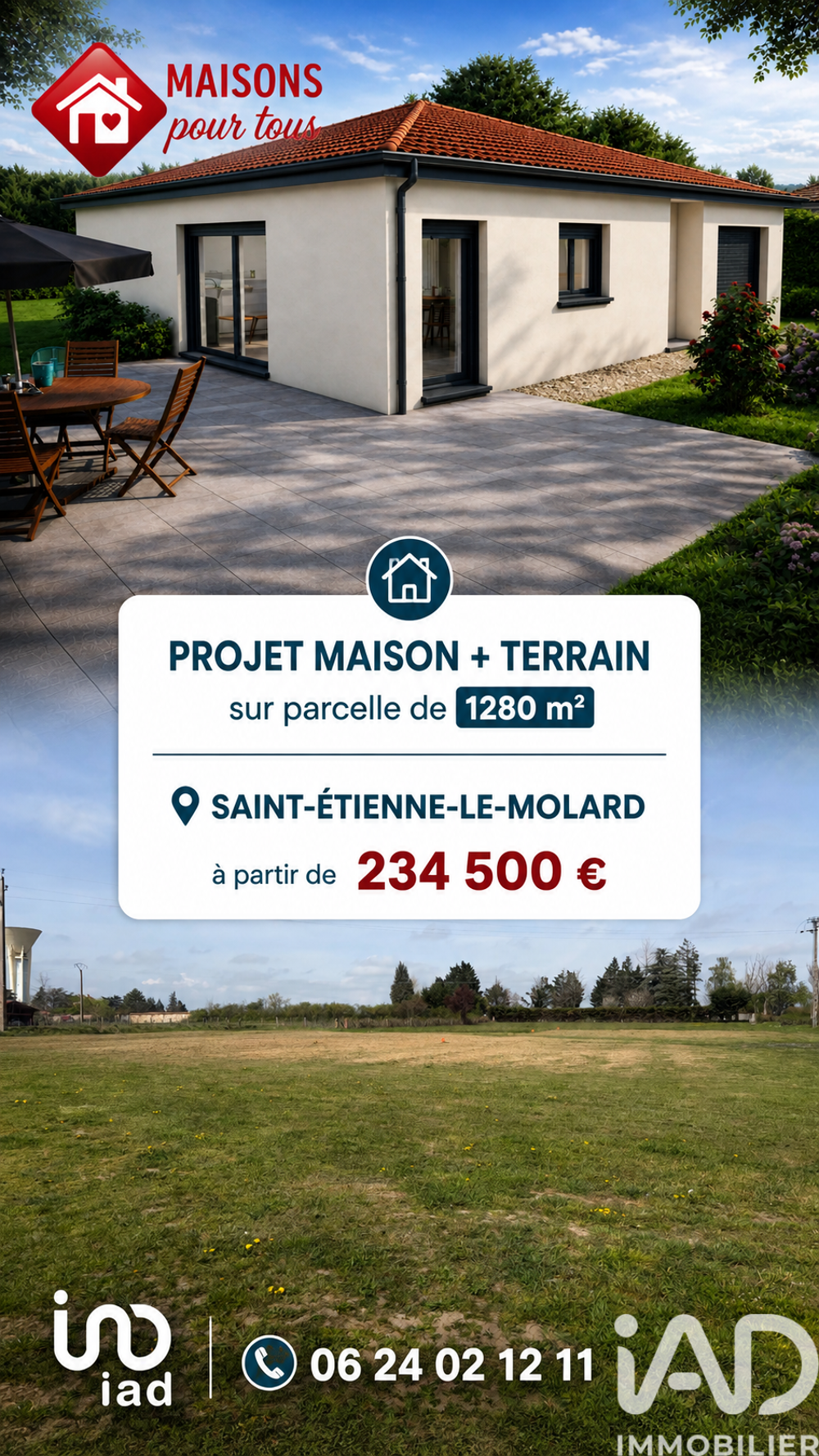 Vente Terrain Vente Terrain à bâtir 1 280 m&sup2; Saint-Étienne-le-molard