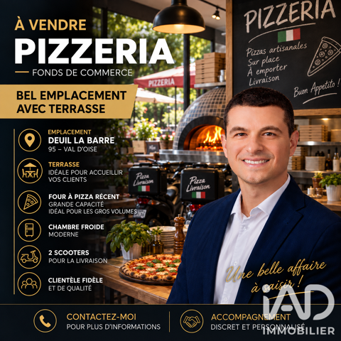 Vente Cr&ecirc;perie, Pizzeria 60 m&sup2; 104000 95170 Deuil-la-barre