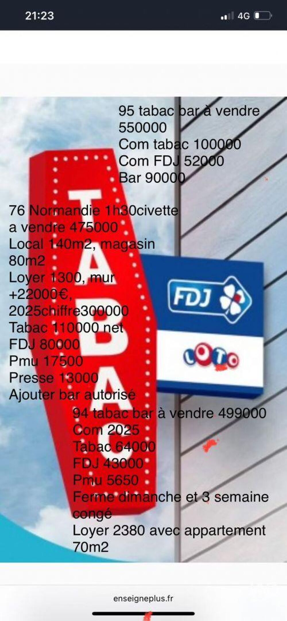   Vente Bar-tabac 60 m&sup2; 
