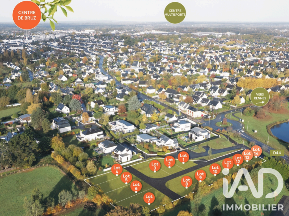 Vente Terrain Vente Terrain à bâtir 253 m&sup2; Bruz