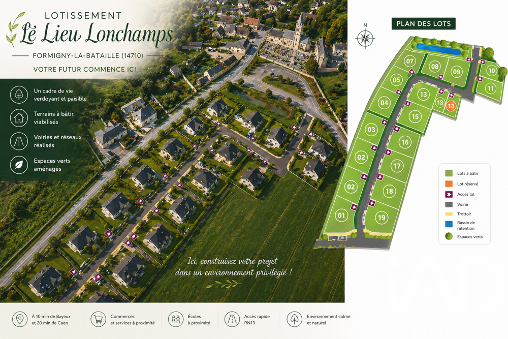 Vente Terrain Vente Terrain à bâtir 474 m&sup2; Formigny la bataille