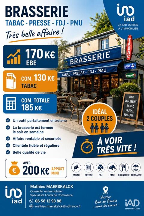 Vente Bar-tabac 1 m&sup2; 654000 80300 Albert