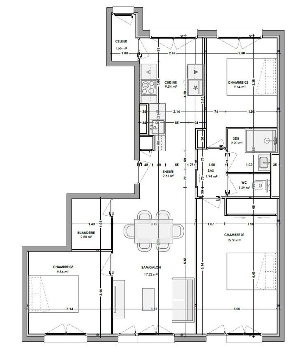 Appartement T4 rénové St Etienne Solaure