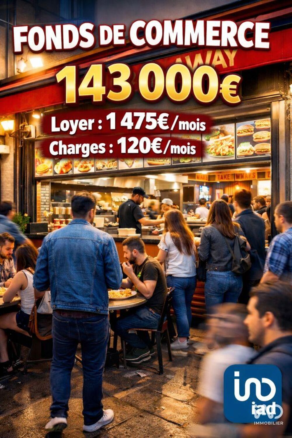   Vente Restauration rapide 56 m&sup2; 