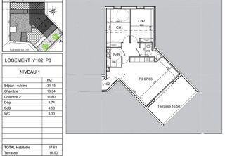  Appartement à vendre 2 pièces 60 m²