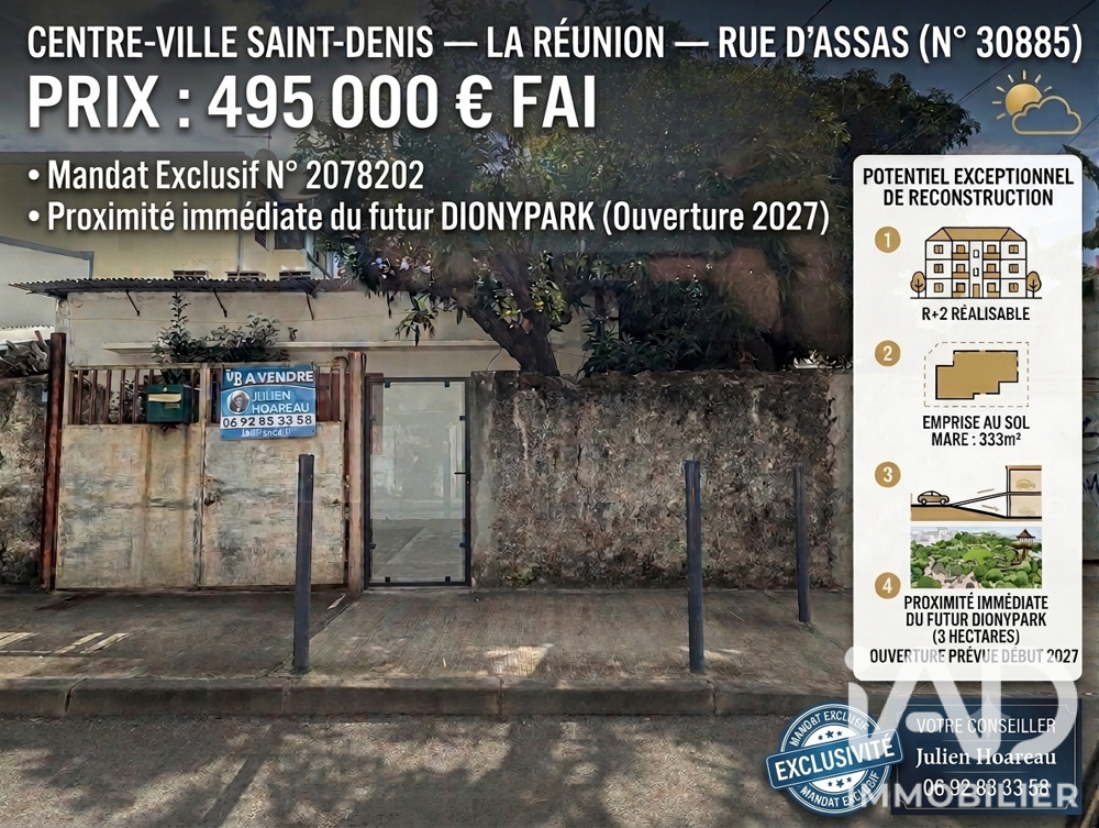 Vente Terrain Vente Terrain à bâtir 333 m&sup2; Saint-denis