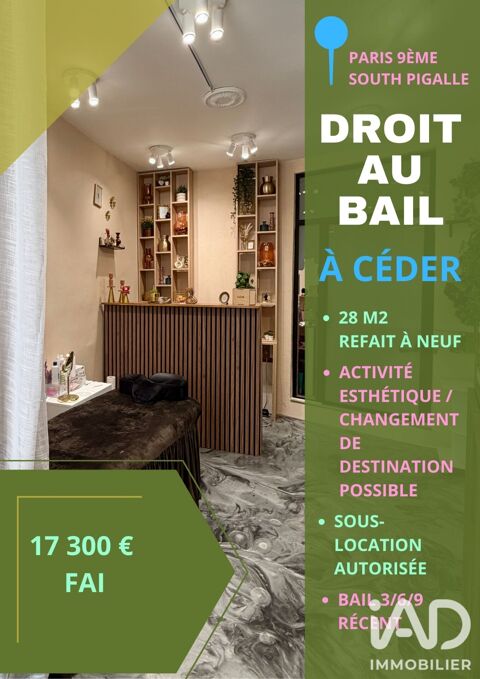 Vente Local commercial 28 m&sup2; 17300 75009 Paris