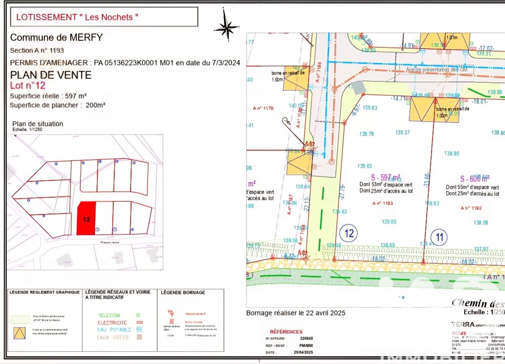 Vente Terrain Vente Terrain à bâtir 603 m&sup2; Merfy