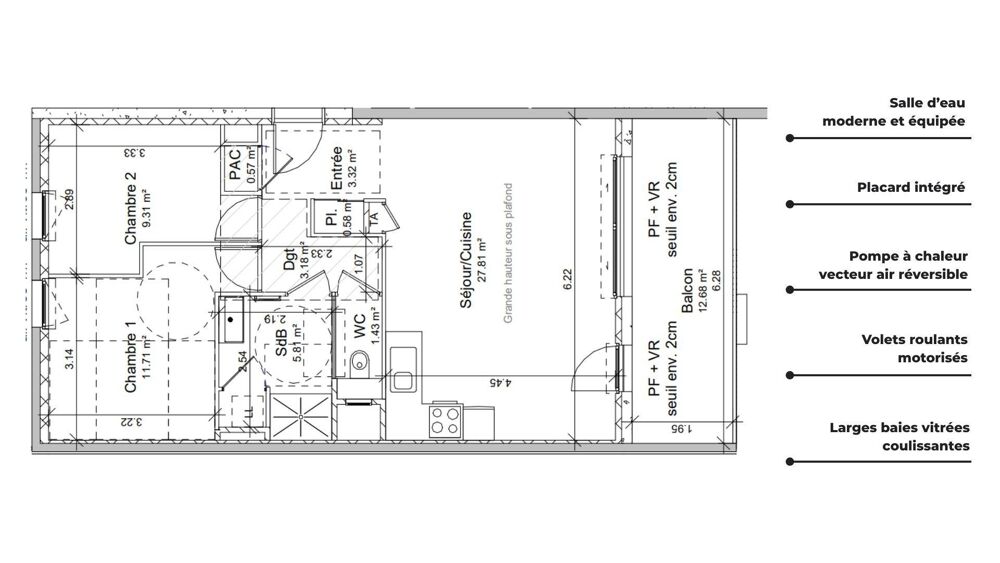 vente Appartement - 3 pièce(s) - 64 m² Vif (38450)
